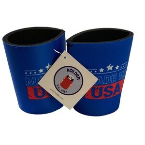 Kolder Made in USA Patriotic Can Cooler Sleeves Set‎ of 2 Blue Red White